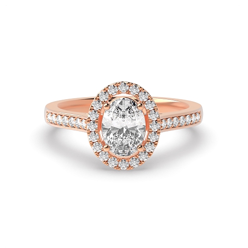 4 Prong Rose Gold accented low set Halo Engagement Rings