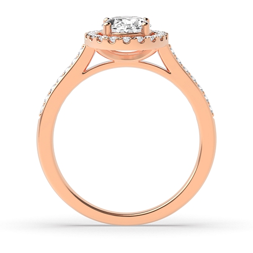 4 Prong Rose Gold accented low set Halo Engagement Rings