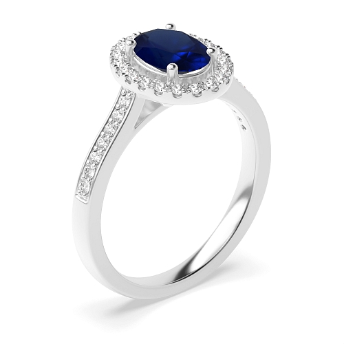 accented low set Blue Sapphire Engagement Rings