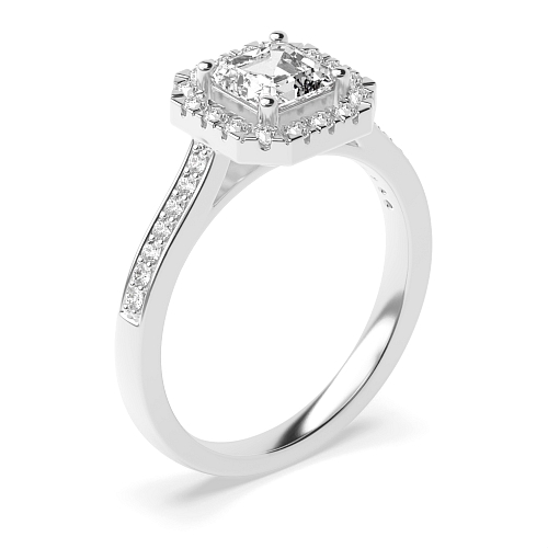 Asscher accented low set Engagement Rings