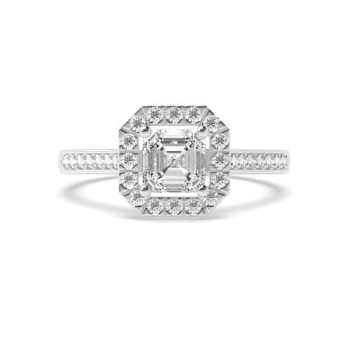 Asscher accented low set Engagement Rings