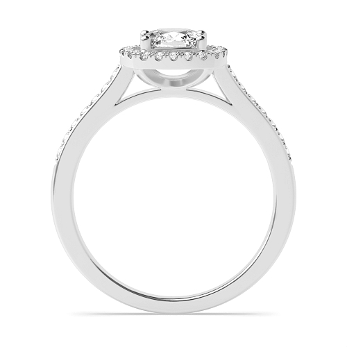 4 Prong Cushion accented low set Halo Engagement Rings