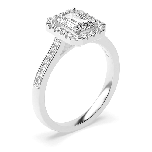 Emerald accented low set Engagement Rings