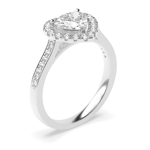 Prong Heart accented low set Engagement Rings