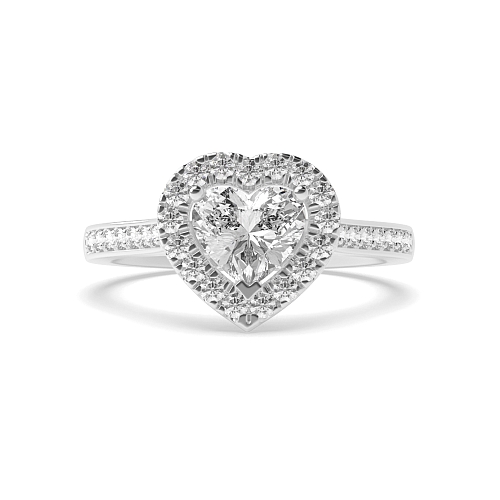 Prong Heart accented low set Engagement Rings