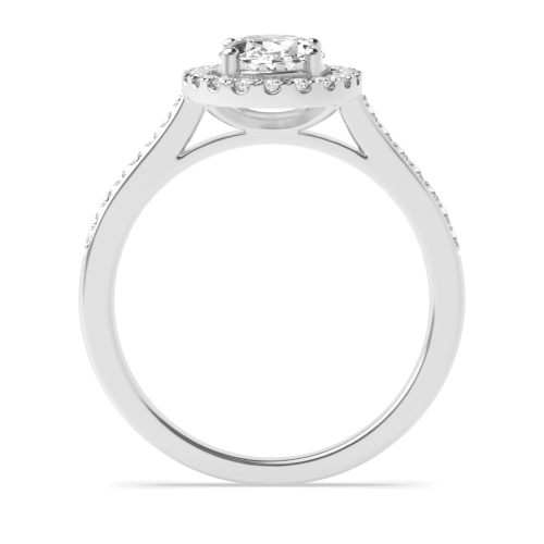 4 Prong Oval Platinum Shoulder Set Halo Engagement Ring