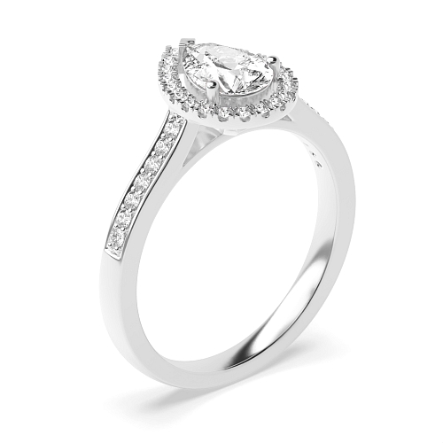 Prong Pear accented low set Engagement Rings