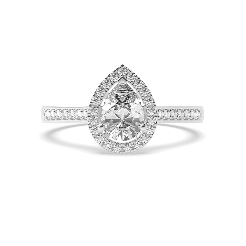 Prong Pear accented low set Engagement Rings