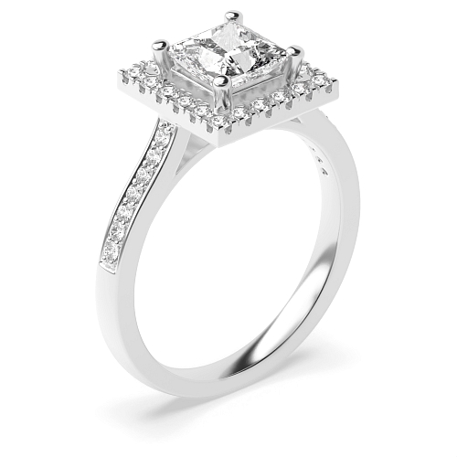 Princess accented low set Engagement Rings