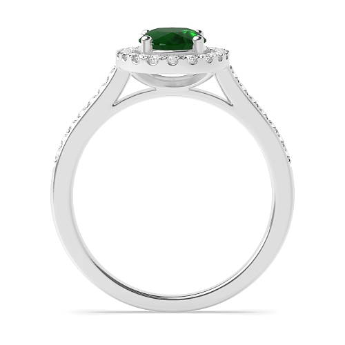 4 Prong accented low set Emerald Halo Engagement Rings