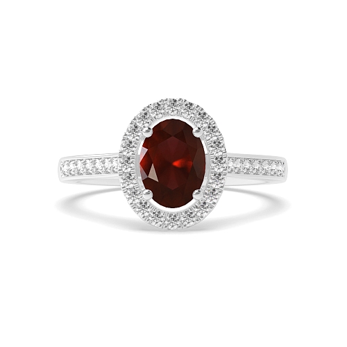 accented low set Garnet Halo Engagement Rings