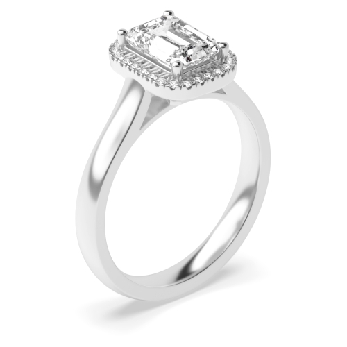 Prong Setting Emerald Diamond Halo Engagement Ring