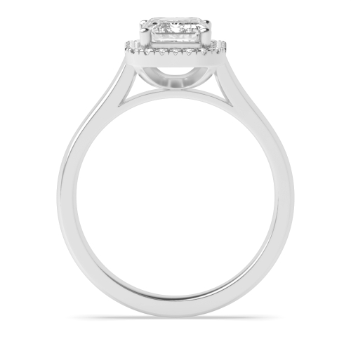 4 Prong Emerald Plain Shoulder Halo Engagement Ring