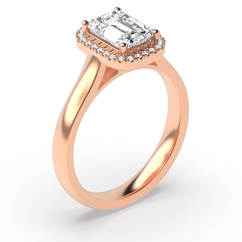 4 Prong Emerald Rose Gold Plain shoulder Engagement Rings