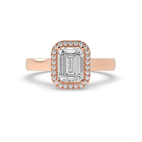 4 Prong Emerald Rose Gold Plain shoulder Engagement Rings