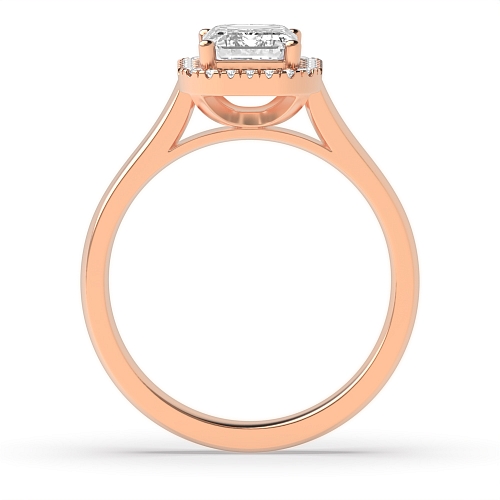 4 Prong Emerald Rose Gold Plain shoulder Engagement Rings