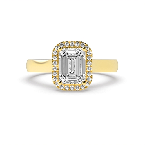 4 Prong Emerald Yellow Gold Plain shoulder Engagement Rings