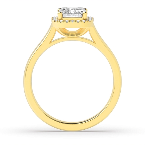 4 Prong Emerald Yellow Gold Plain shoulder Engagement Rings