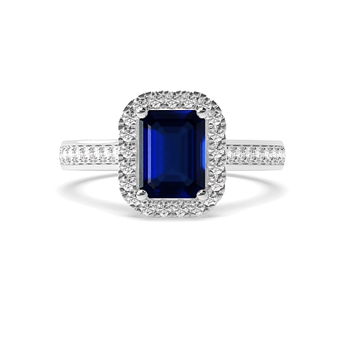 Shoulder set Blue Sapphire Engagement Rings