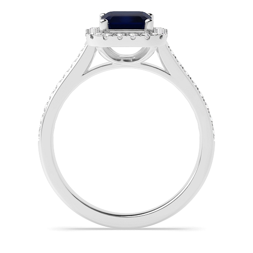Shoulder set Blue Sapphire Engagement Rings