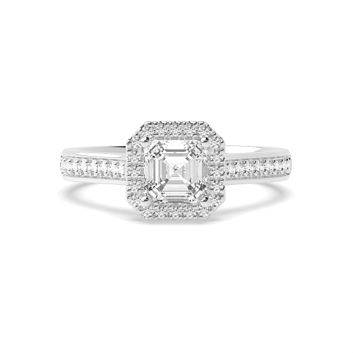 Asscher Shoulder set Engagement Rings