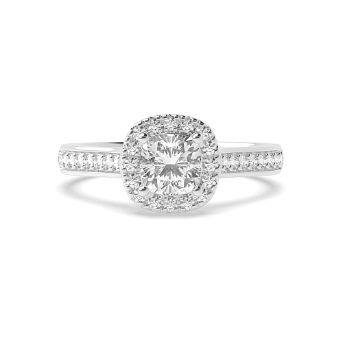 Cushion Shoulder set Halo Engagement Rings