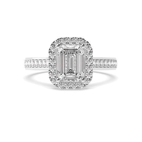 Shoulder set Halo Engagement Rings