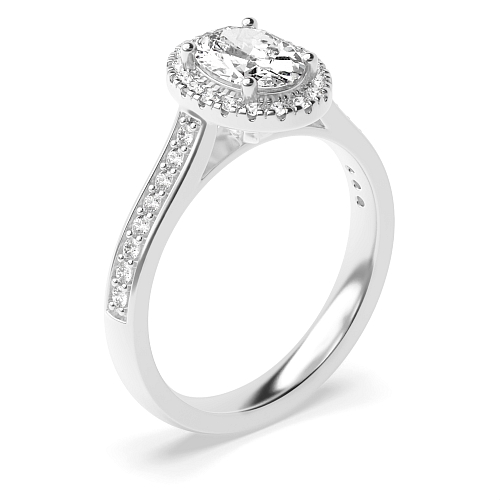 Oval Shoulder set Side Stone Engagement Rings