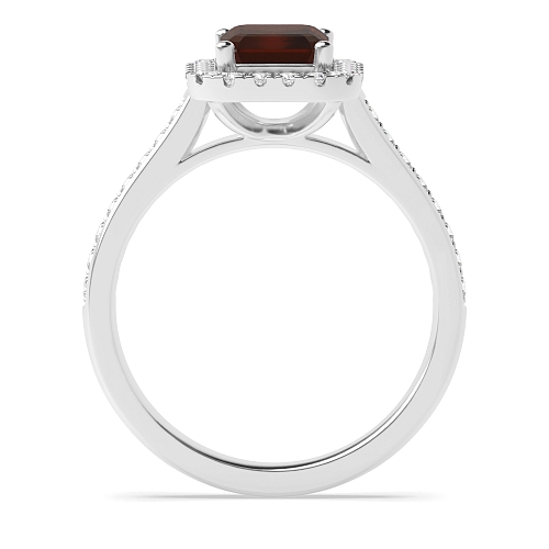 Shoulder set Garnet Halo Engagement Rings