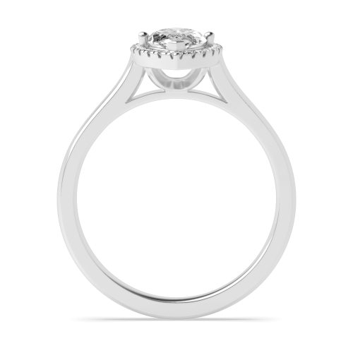4 Prong Marquise Plain Shoulder Halo Engagement Ring