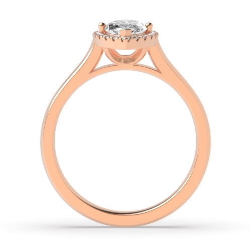 4 Prong Marquise Rose Gold Plain shoulder Halo Engagement Rings