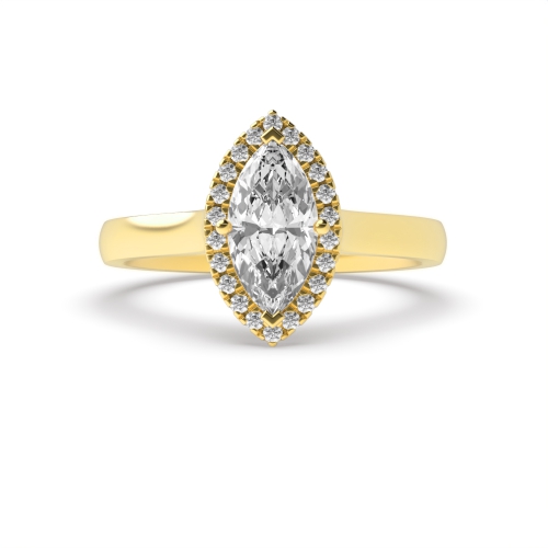 4 Prong Marquise Yellow Gold Plain shoulder Engagement Rings