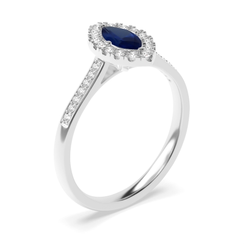 Marquise Shoulder set Blue Sapphire Engagement Rings