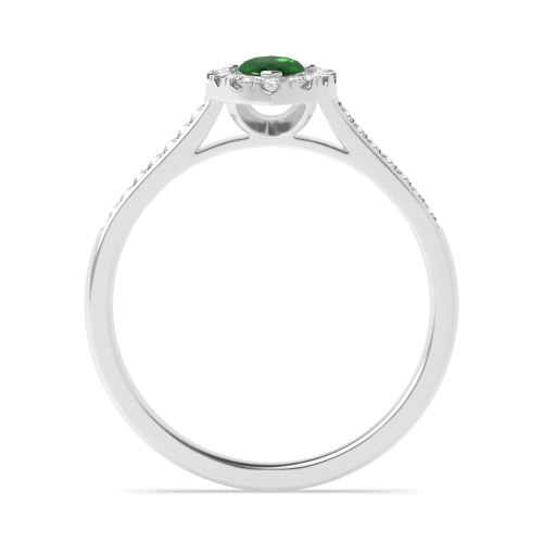 4 Prong Marquise Shoulder set Emerald Halo Engagement Rings