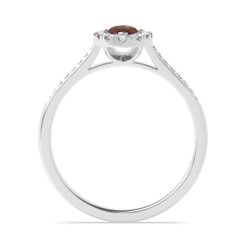 4 Prong Marquise Shoulder set Garnet Halo Engagement Rings