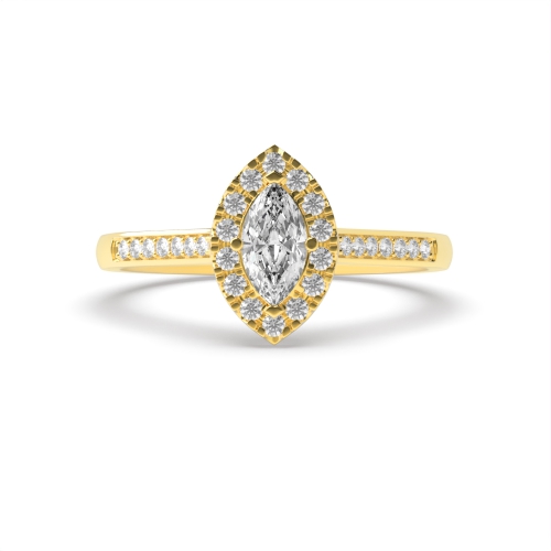 Marquise Yellow Gold Shoulder set Engagement Rings