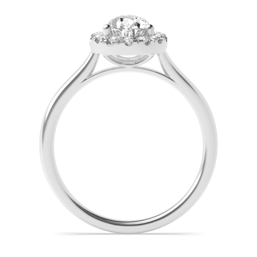 Prong Pear Plain Shoulder Halo Engagement Ring