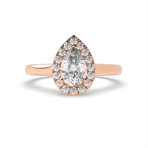 Prong Pear Rose Gold Plain shoulder Halo Engagement Rings
