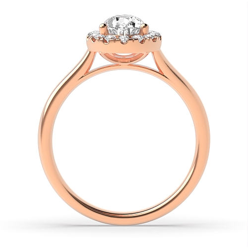 Prong Pear Rose Gold Plain shoulder Halo Engagement Rings