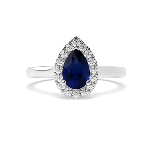 Prong Pear Plain shoulder Blue Sapphire Engagement Rings
