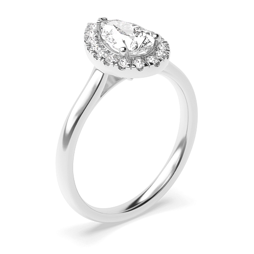 Prong Pear Plain shoulder Halo Engagement Rings