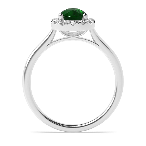 Prong Pear Plain shoulder Emerald Halo Engagement Rings
