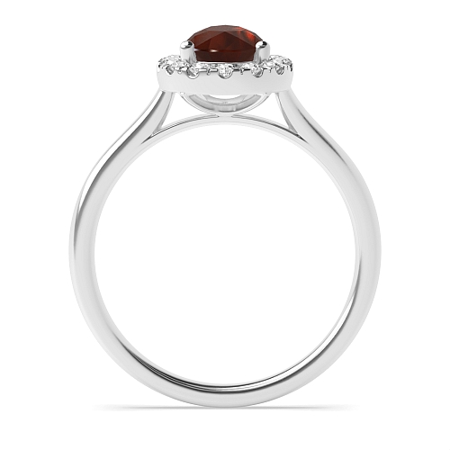 Prong Pear Plain shoulder Garnet Halo Engagement Rings
