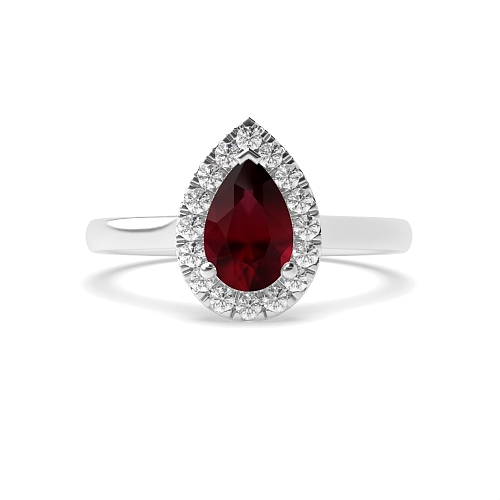 Prong Pear Plain shoulder Ruby Engagement Rings