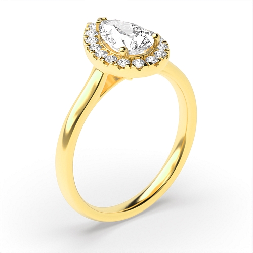Prong Pear Yellow Gold Plain shoulder Engagement Rings
