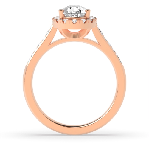Prong Pear Rose Gold Shoulder set Halo Engagement Rings