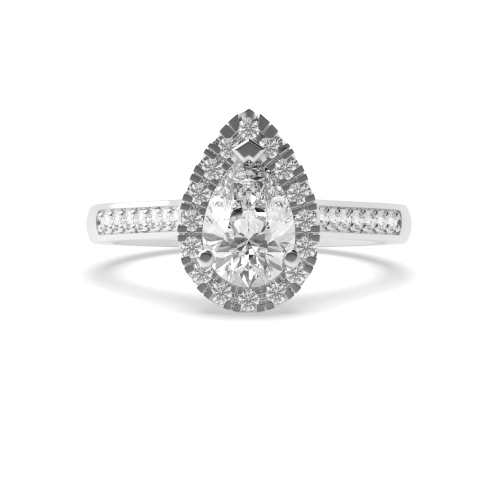 Prong Pear Shoulder set Halo Engagement Rings
