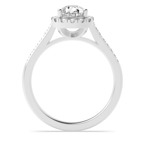 Prong Pear Shoulder set Halo Engagement Rings