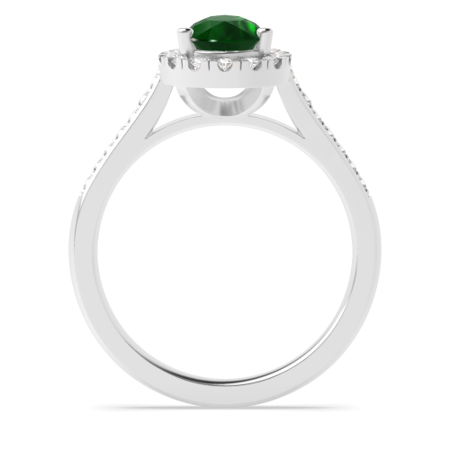 Prong Pear Shoulder set Emerald Halo Engagement Rings