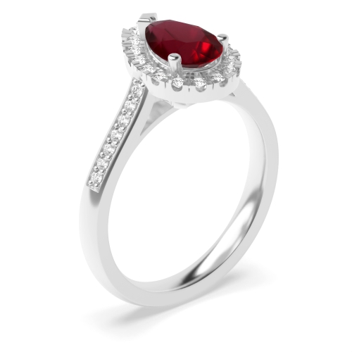Prong Pear Shoulder set Ruby Engagement Rings